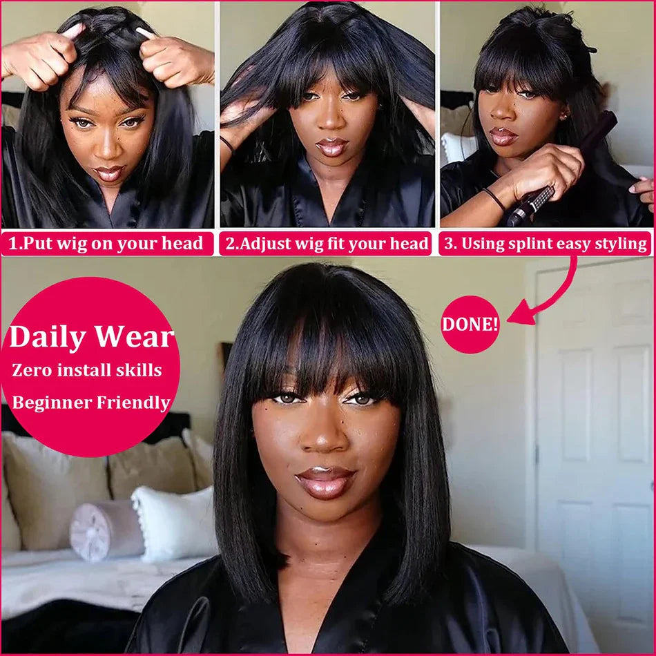 Wiggogo 3X1 Middle Part Lace Bob Wig