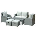 6-Piece Outdoor Rattan Garden Sofa Set with Tea Table & Cushions – Grey